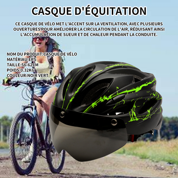 asque de vélo 56-62cm casque d'équitation casque de vélo réglable léger casque de vélo léger homme et femme casque velo noir vert